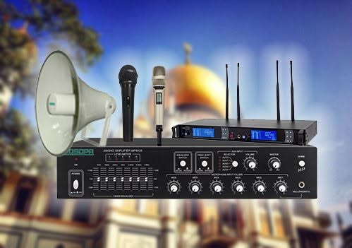 DSPPA public address amplifier, wireless microphones and horn speaker